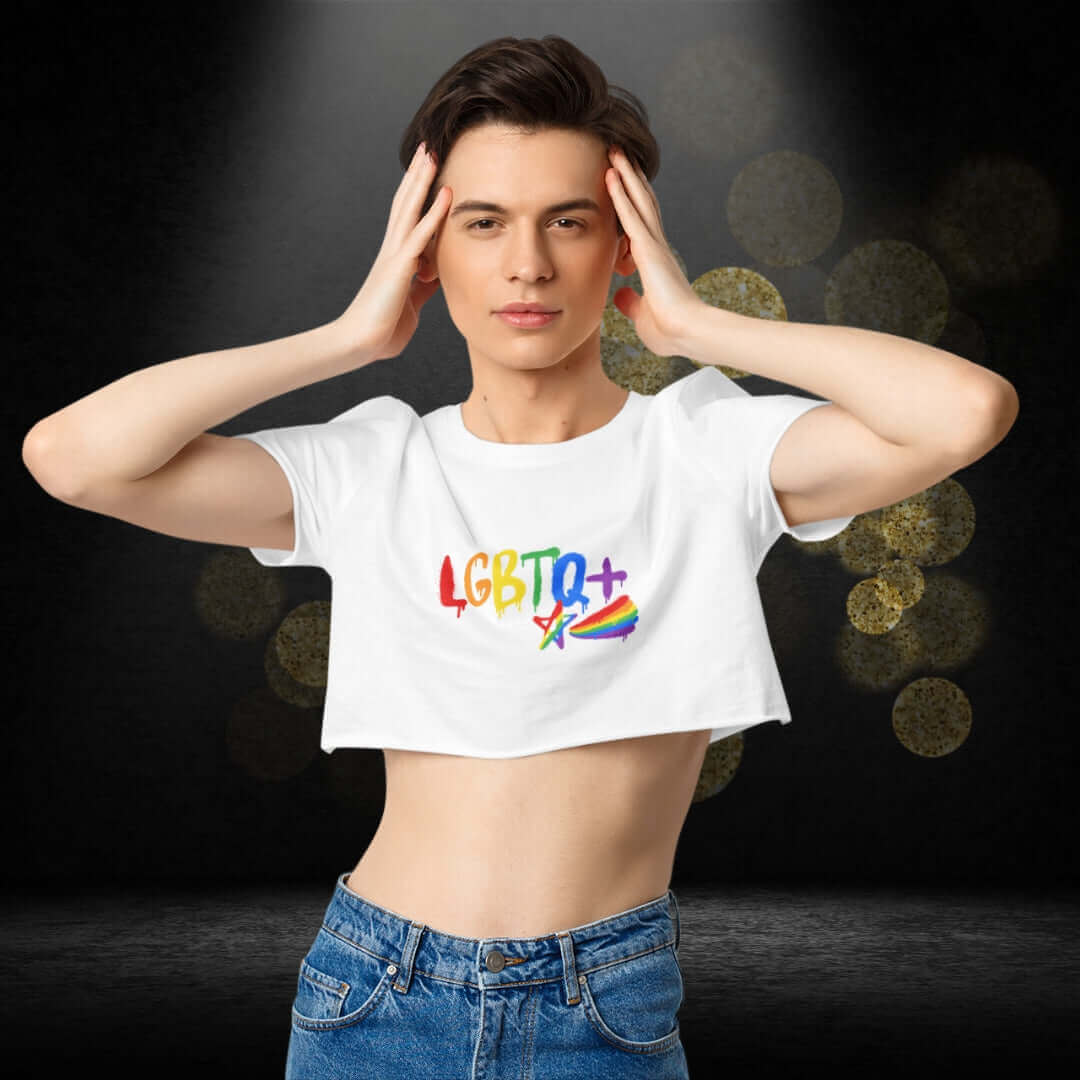 LGBTQIA+ White Crop Top - Gay Pride Crops