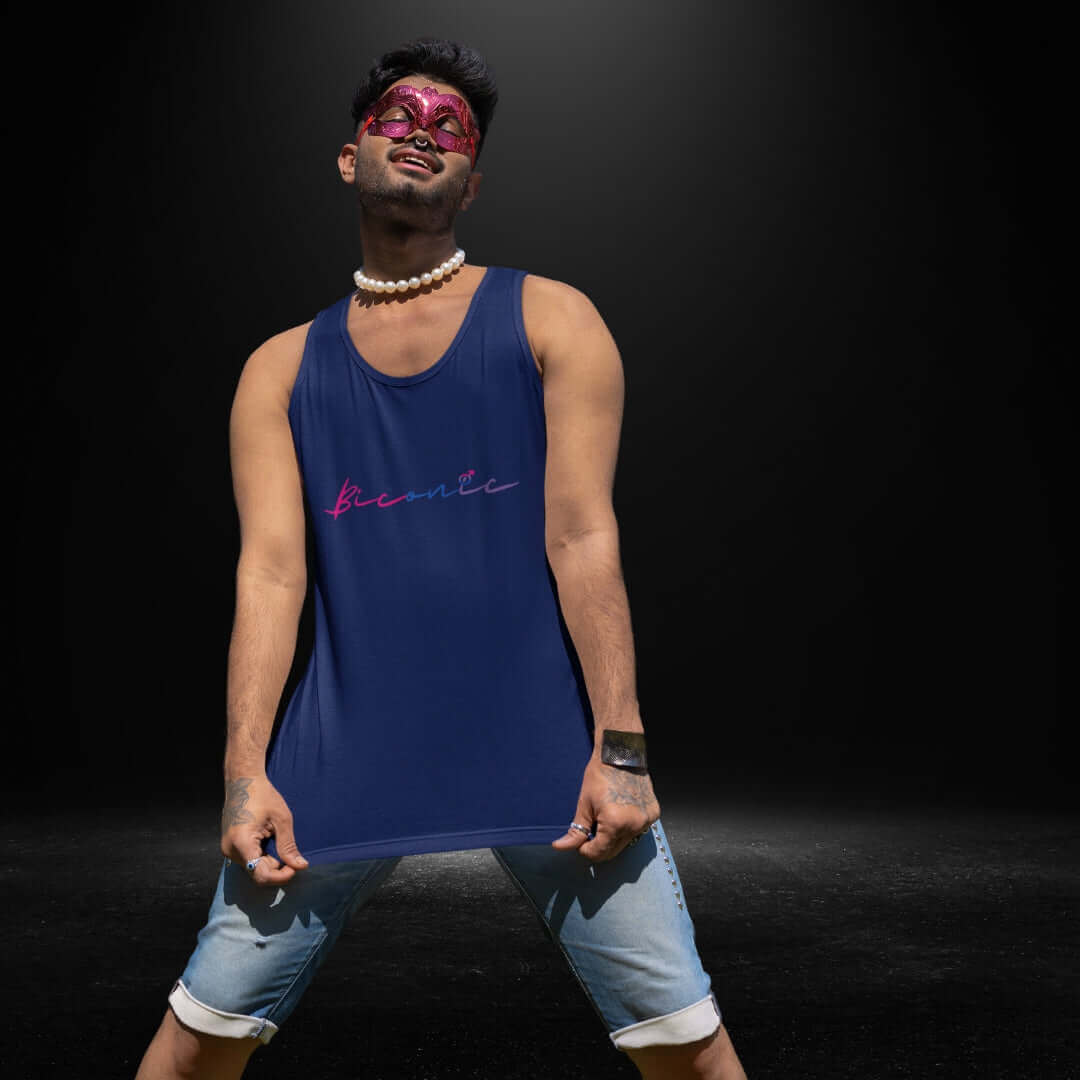 Biconic Unisex Navy Singlet - Male - Bite Me Now