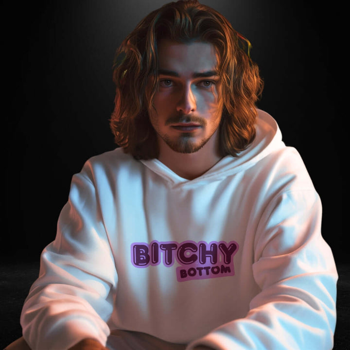 Bitchy Bottom White Hoodie