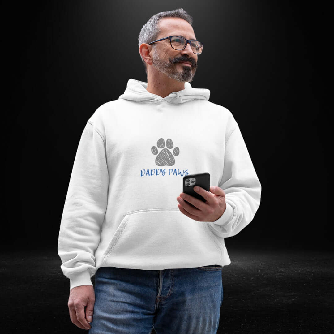 Daddy Paws White Hoodie - Bite Me Now