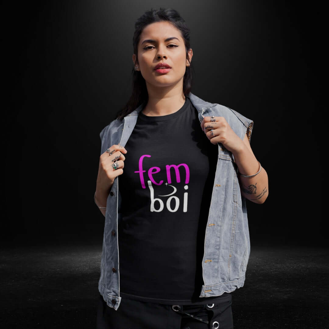 Fem Boi Black Tee - Bite Me Now