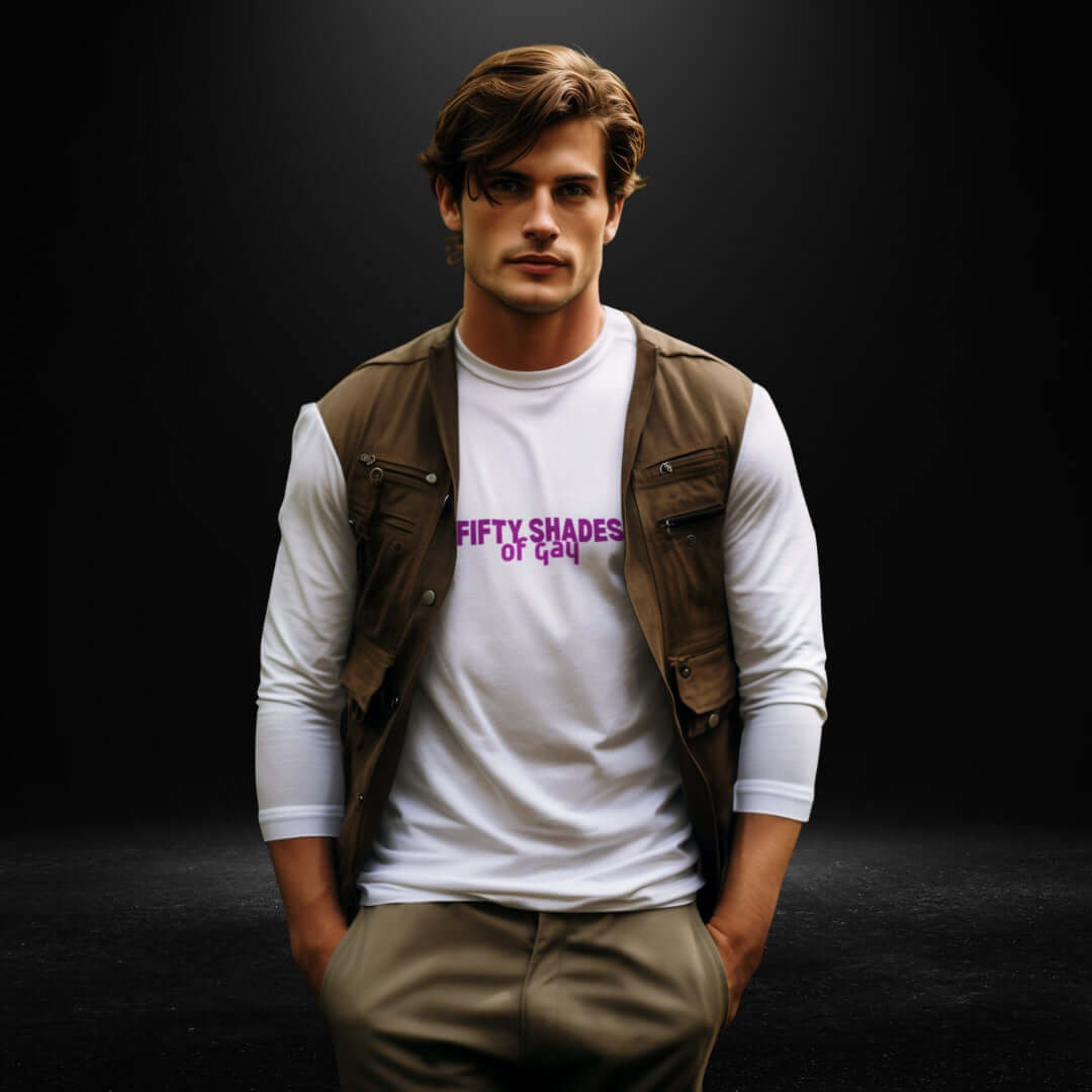 Fifty Shades of Gay White Long Sleeve Tee