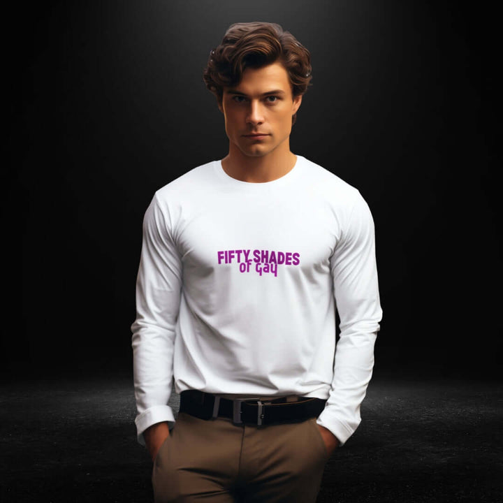 Fifty Shades of Gay White Long Sleeve Tee
