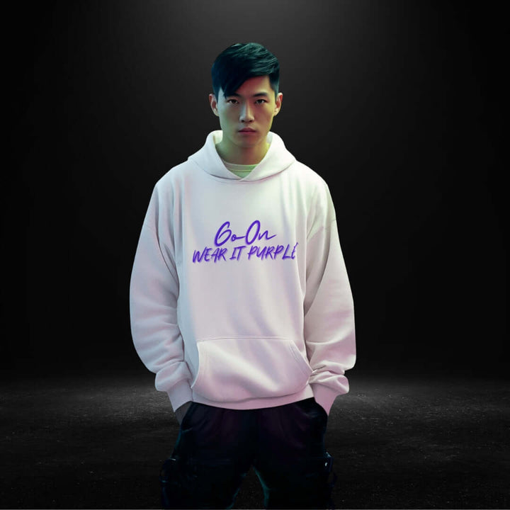 Go On Wear It Purple White Hoodie - Bite Me Now