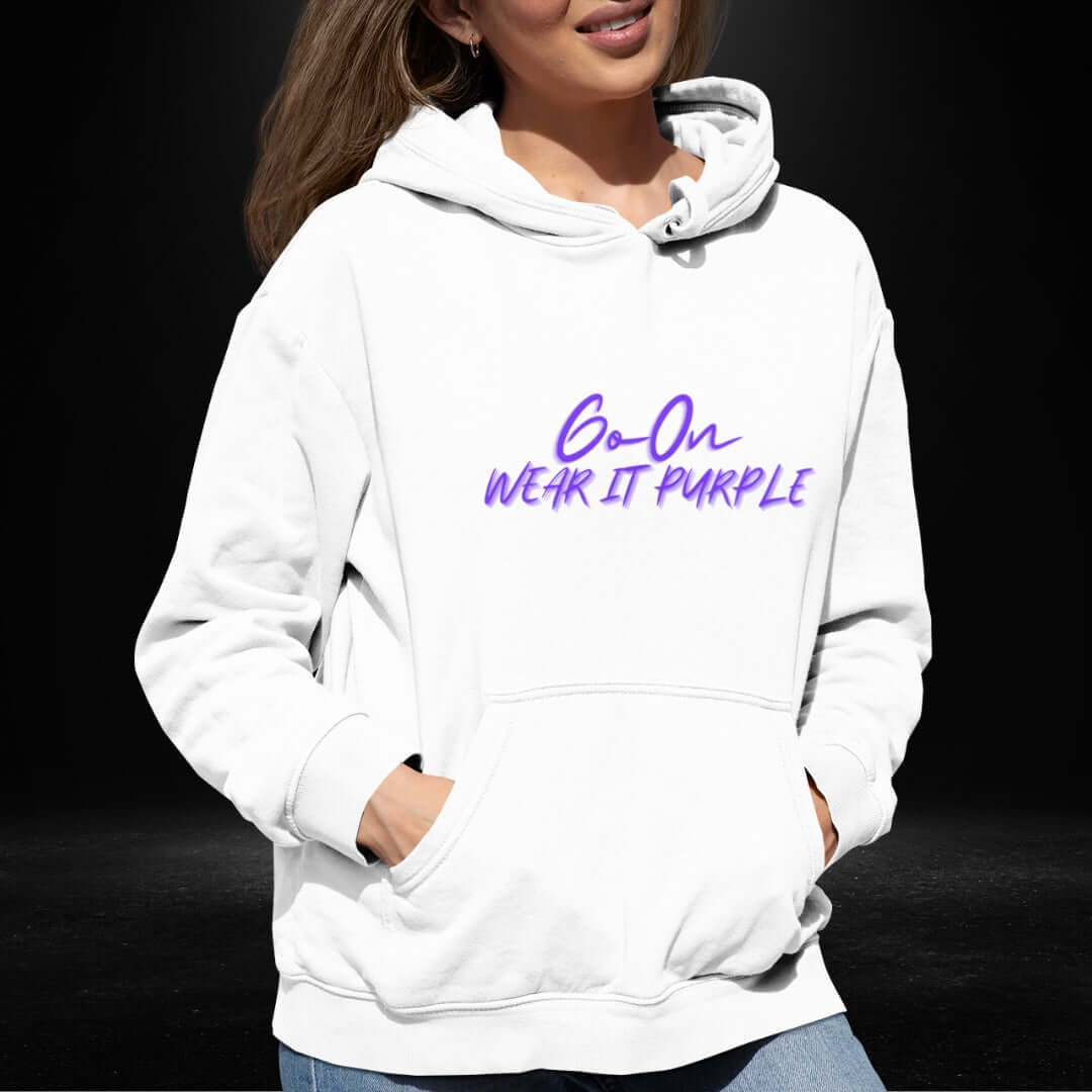 Go On Wear It Purple White Hoodie - Bite Me Now