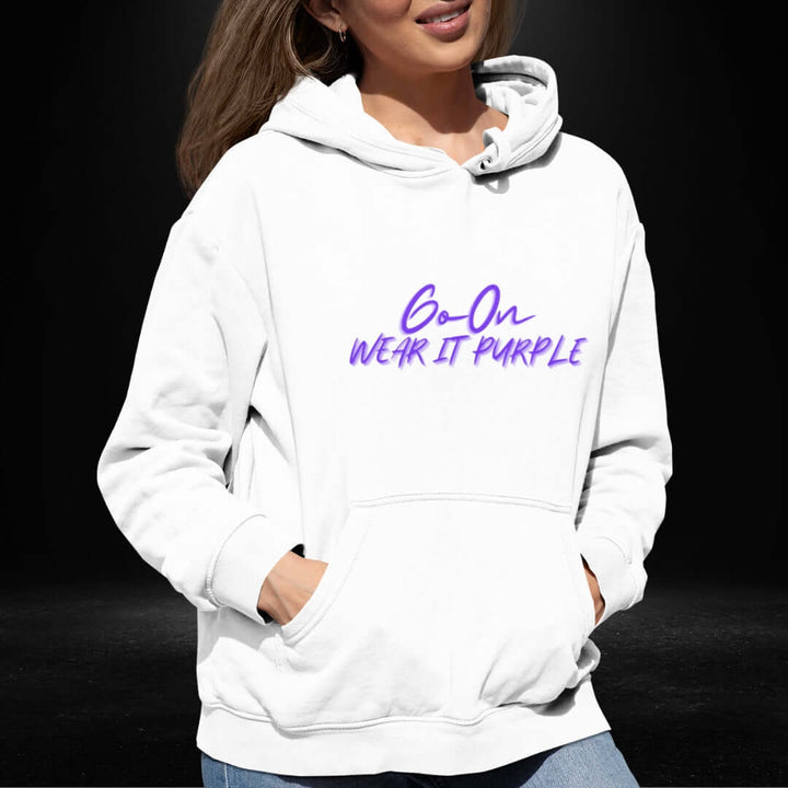 Go On Wear It Purple White Hoodie - Bite Me Now