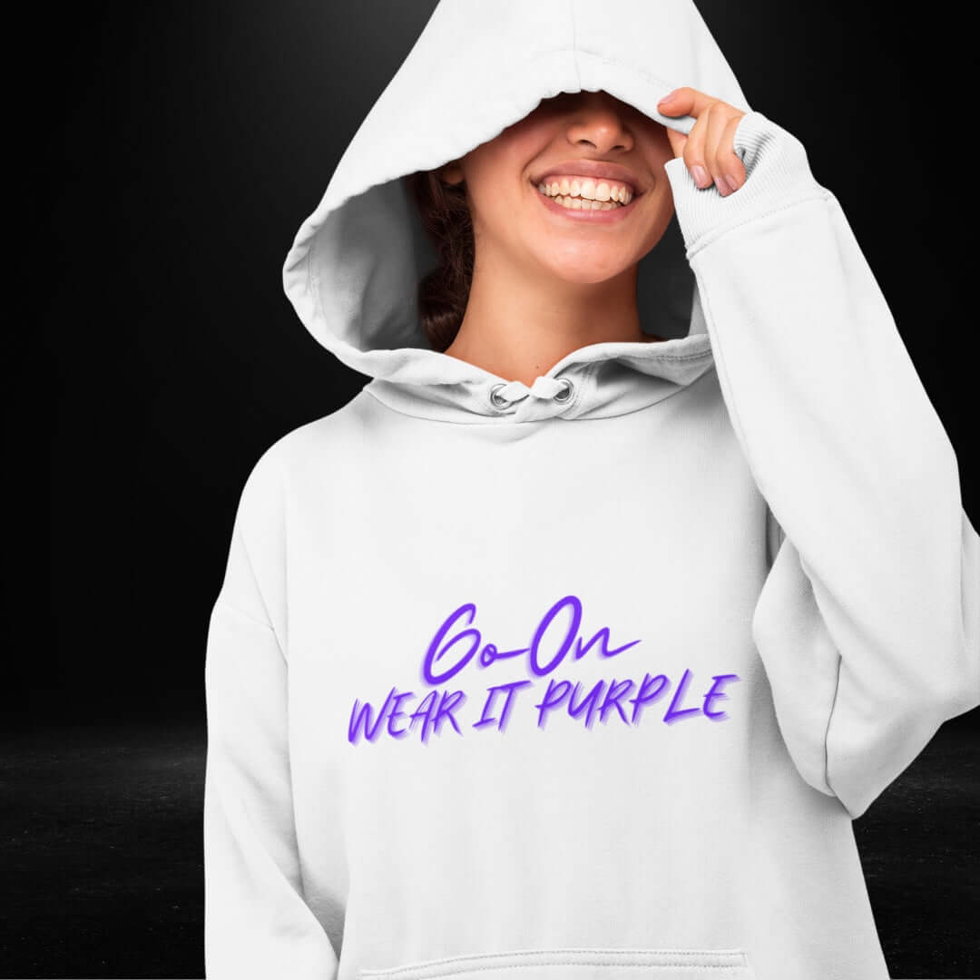 Go On Wear It Purple White Hoodie - Bite Me Now