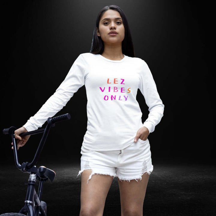 Lez Vibes Only White Long Sleeve Tee