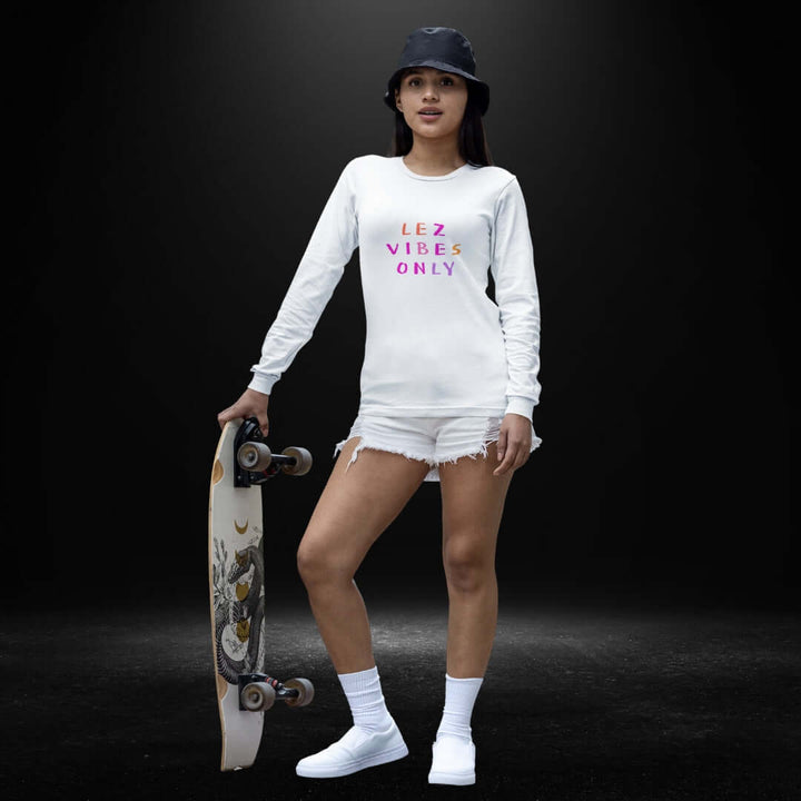 Lez Vibes Only White Long Sleeve Tee
