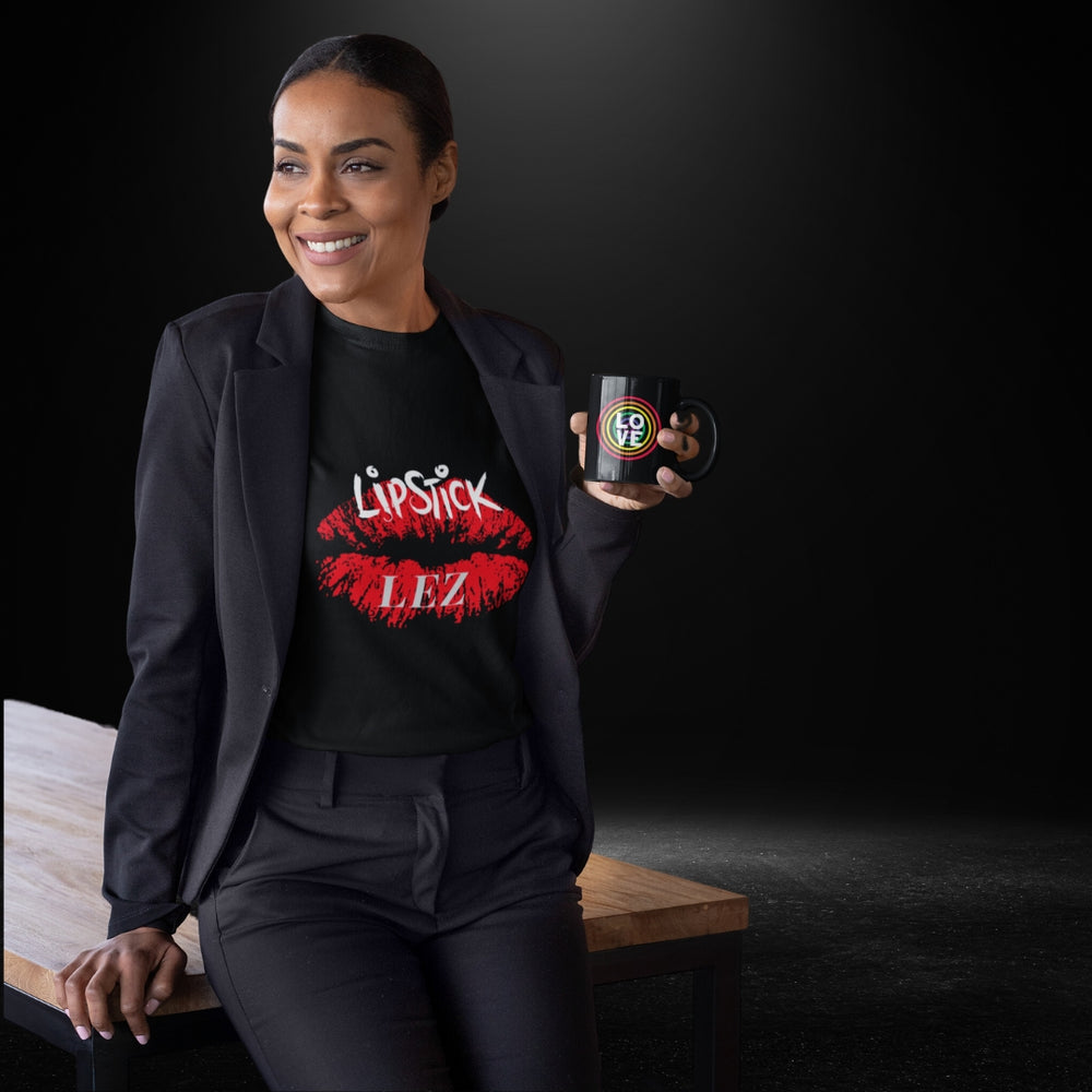 Lipstick Lez Black Tee - Lesbian Tees