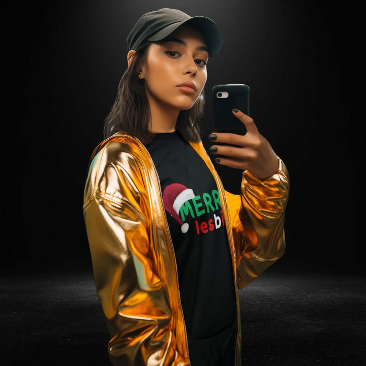 Merry Lesbian Black Tee - Bite Me Now