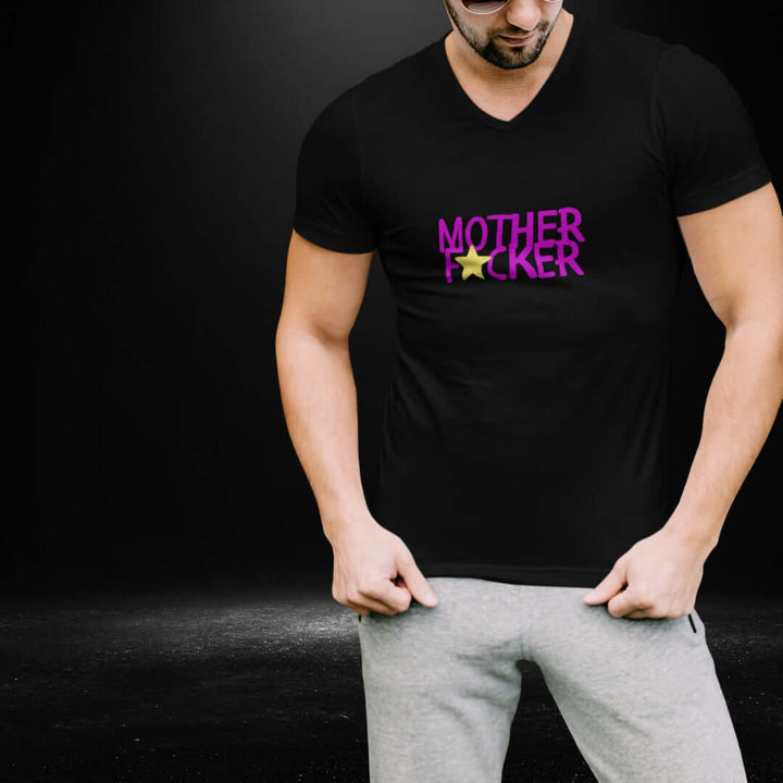 Mother Fcker Black V Neck Tee - Bite Me Harder