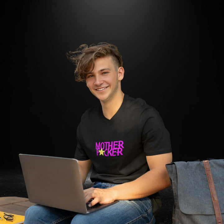 Mother Fcker Black V Neck Tee - Bite Me Harder