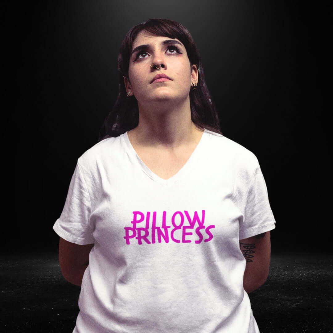 Pillow Princess White V Neck Tee - Bite Me Harder
