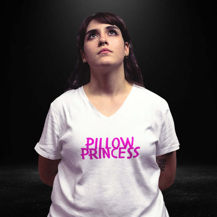 Pillow Princess White V Neck Tee - Bite Me Harder