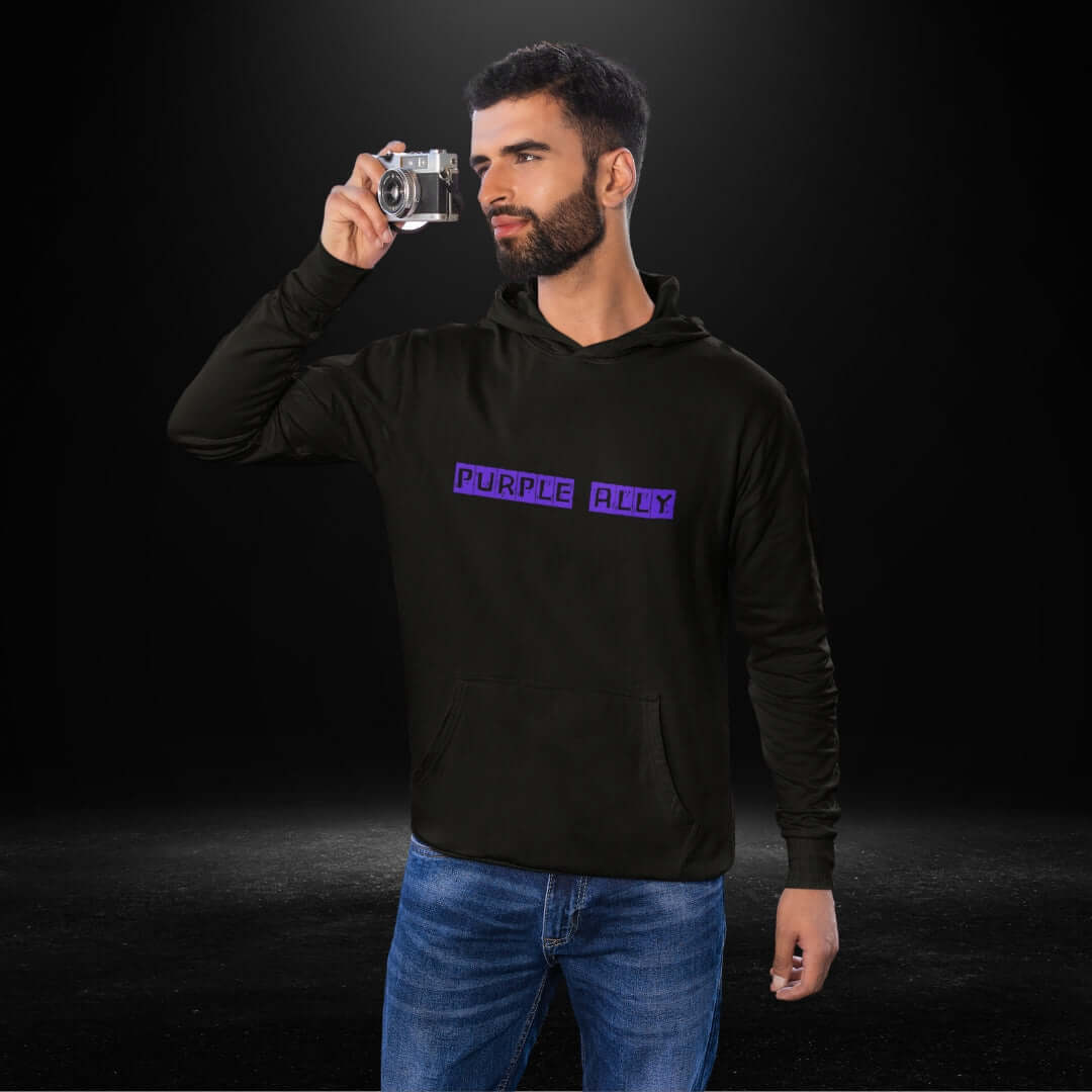 Purple Ally Black Hoodie - Bite Me Now