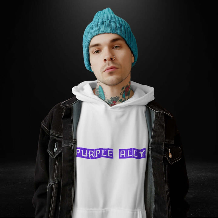 Purple Ally White Hoodie - Bite Me Now