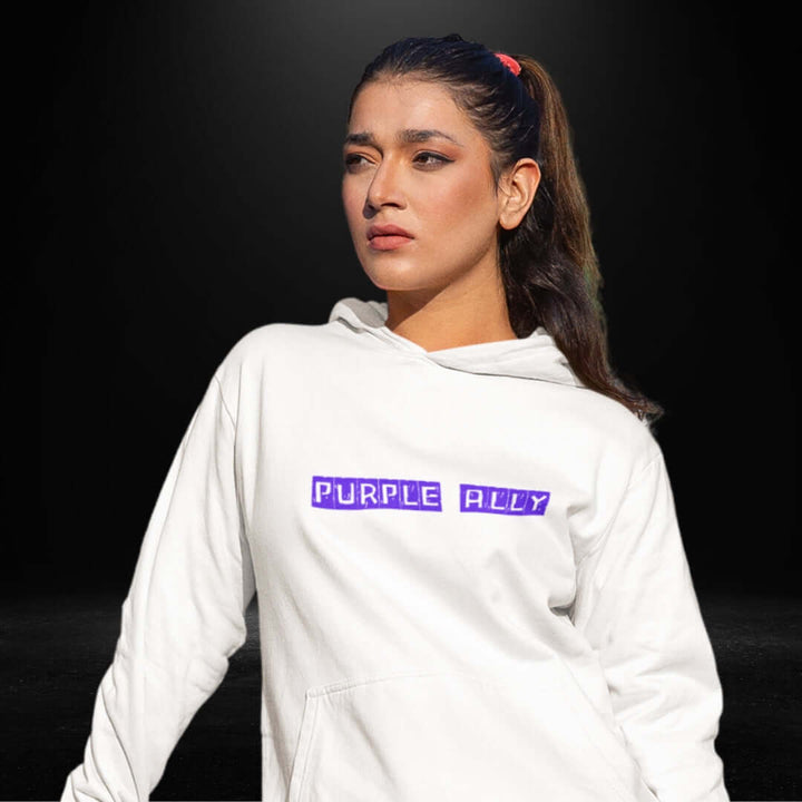 Purple Ally White Hoodie - Bite Me Now