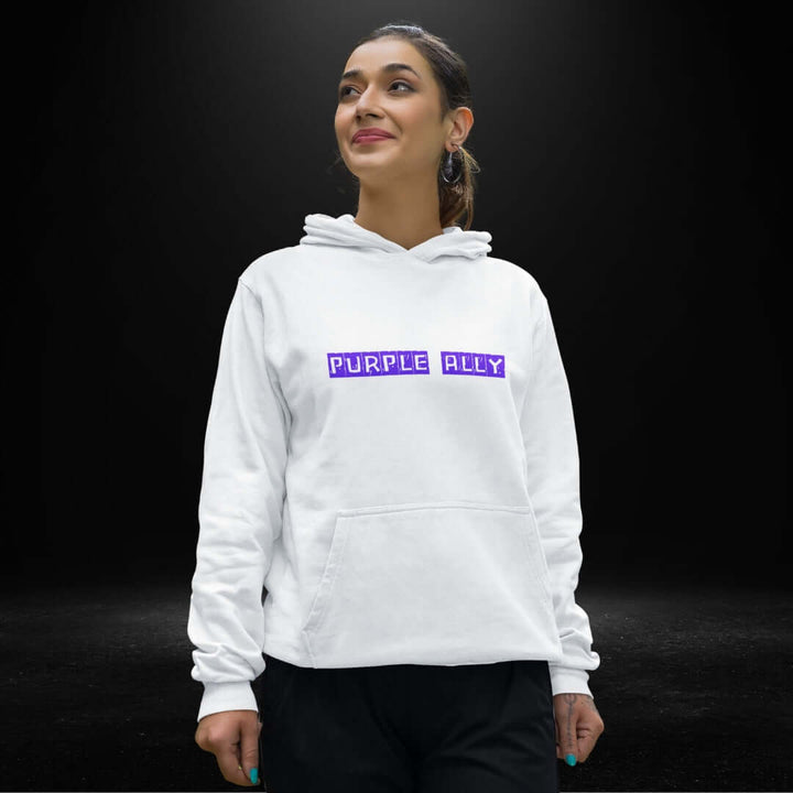 Purple Ally White Hoodie - Bite Me Now