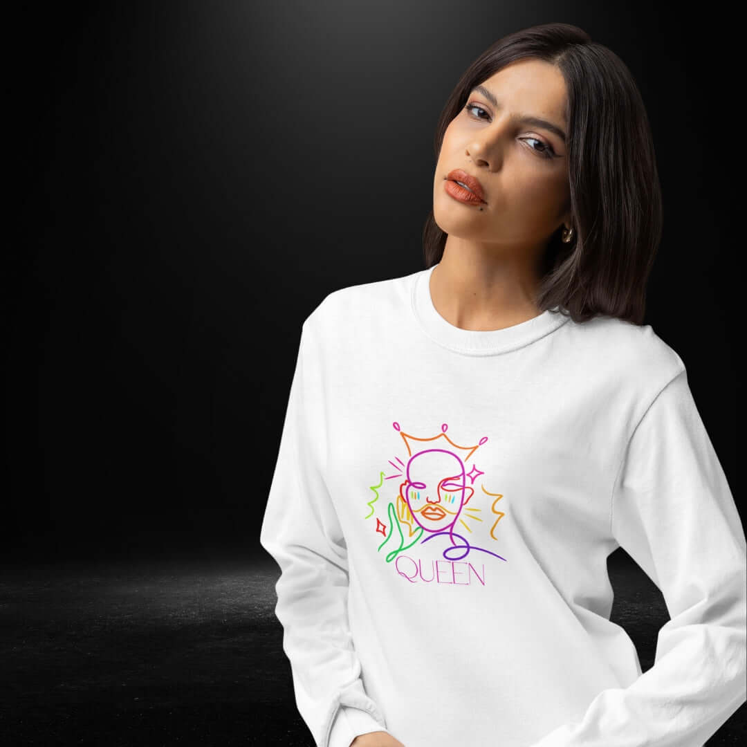 Queen White Long Sleeve Tee