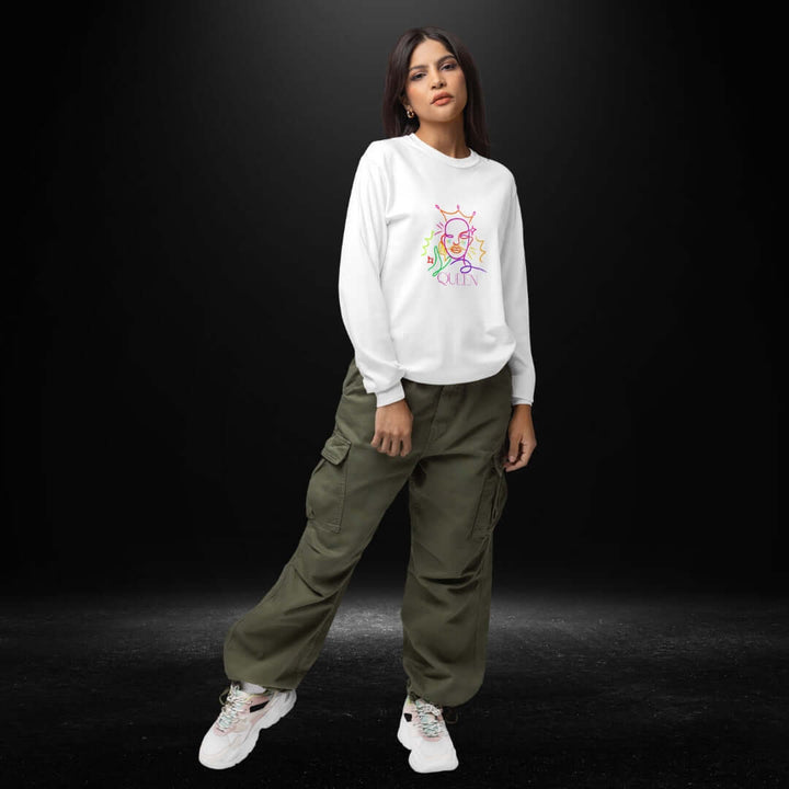 Queen White Long Sleeve Tee