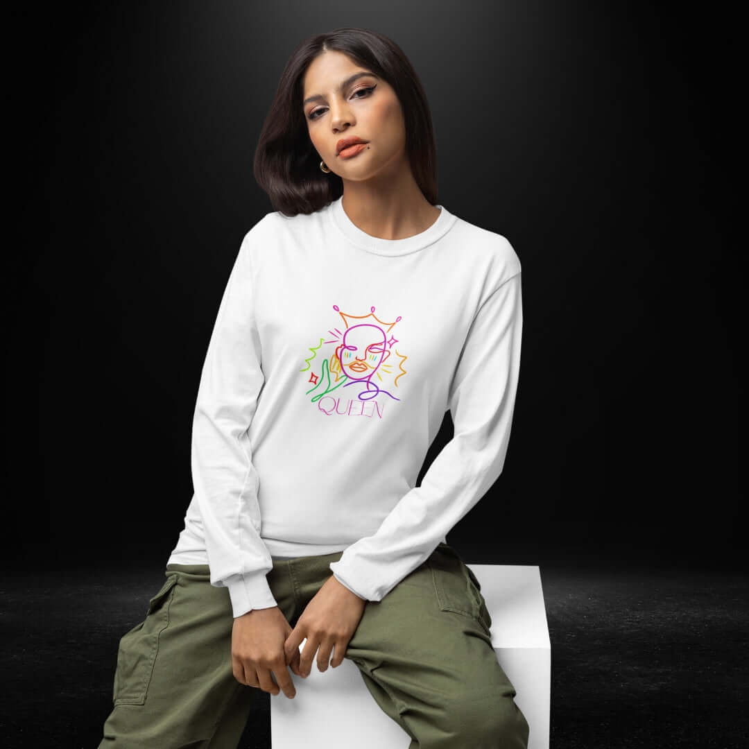 Queen White Long Sleeve Tee