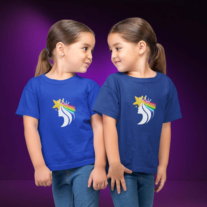 Rainbow Crown Blue& Navy Tee - Bite Me Now