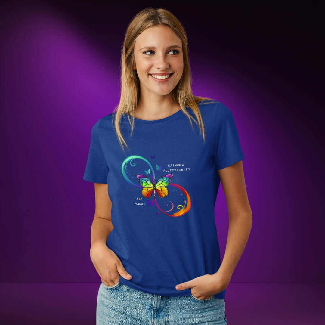 Rainbow FlutterByes Navy Tee - Bite Me Now