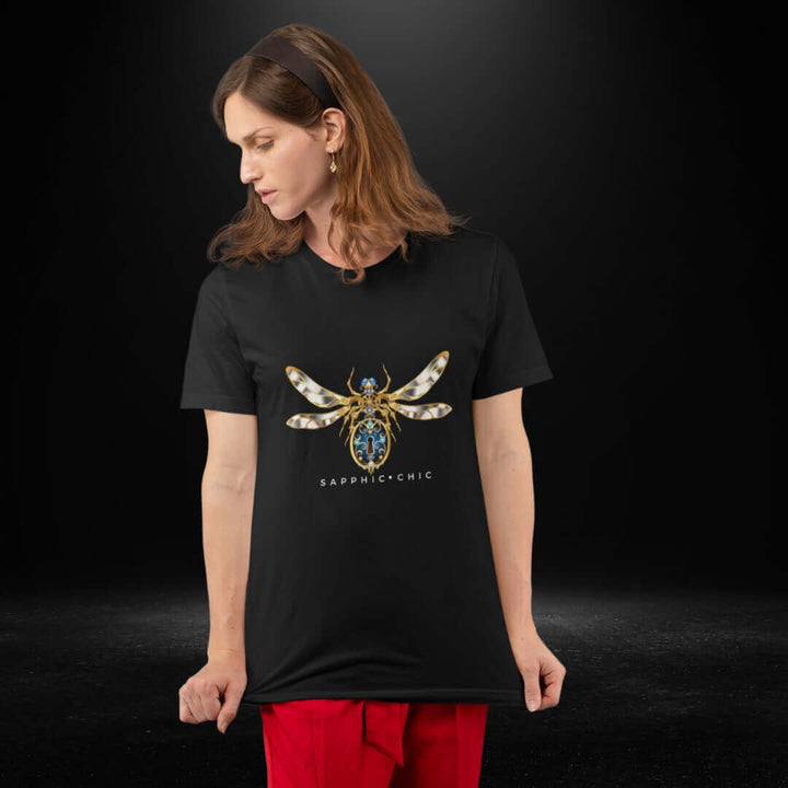 Sapphic Chic DragonfLy Black Tee - Bite Me Now