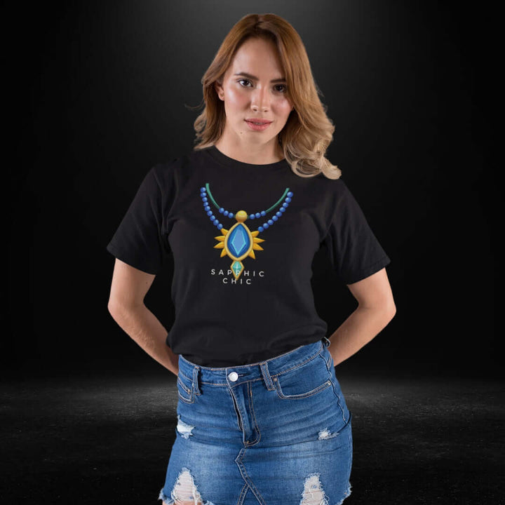 Sapphic Chic Gem Black Tee - Bite Me Now