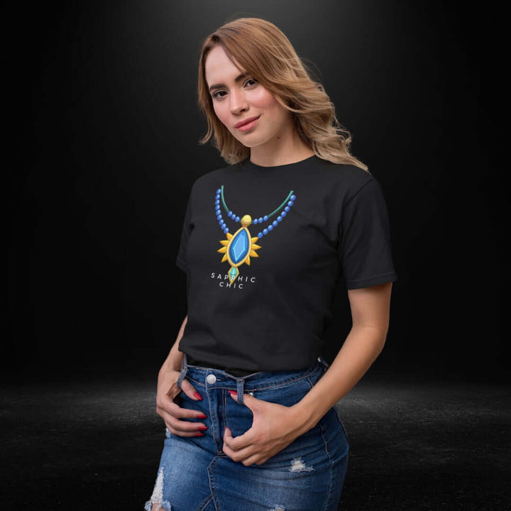 Sapphic Chic Gem Black Tee - Bite Me Now