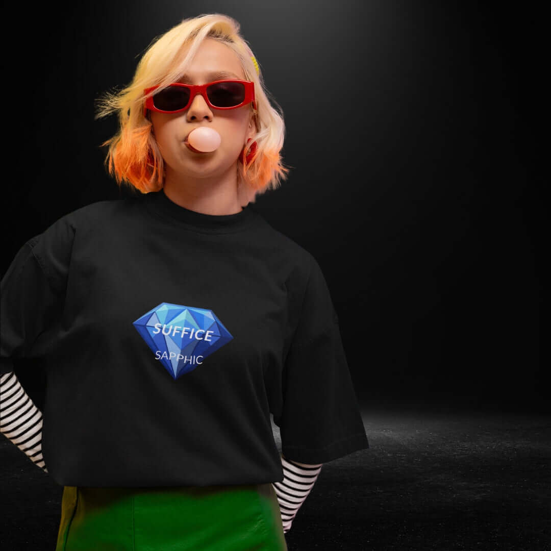 Suffice Sapphic Black Tee - Bite Me Now