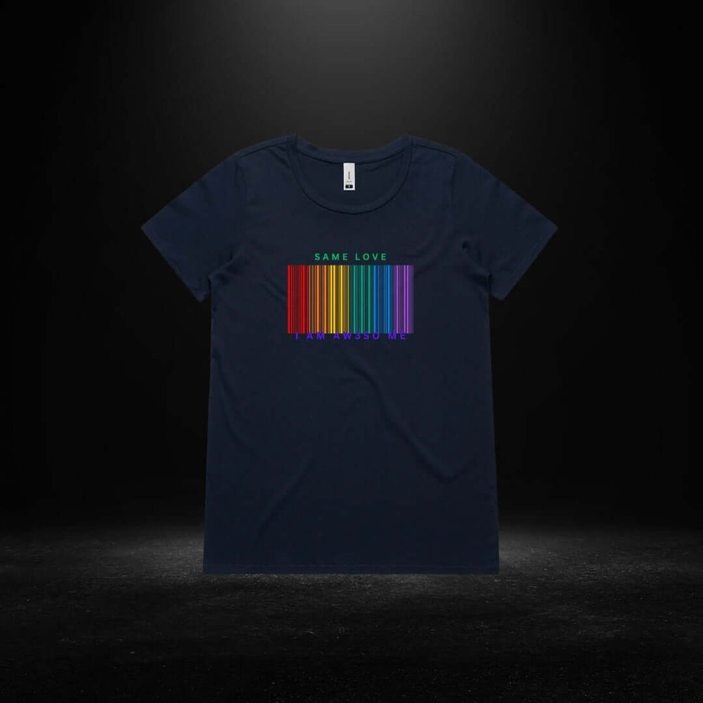 Same Love Barcode Navy Scoop Neck Tee