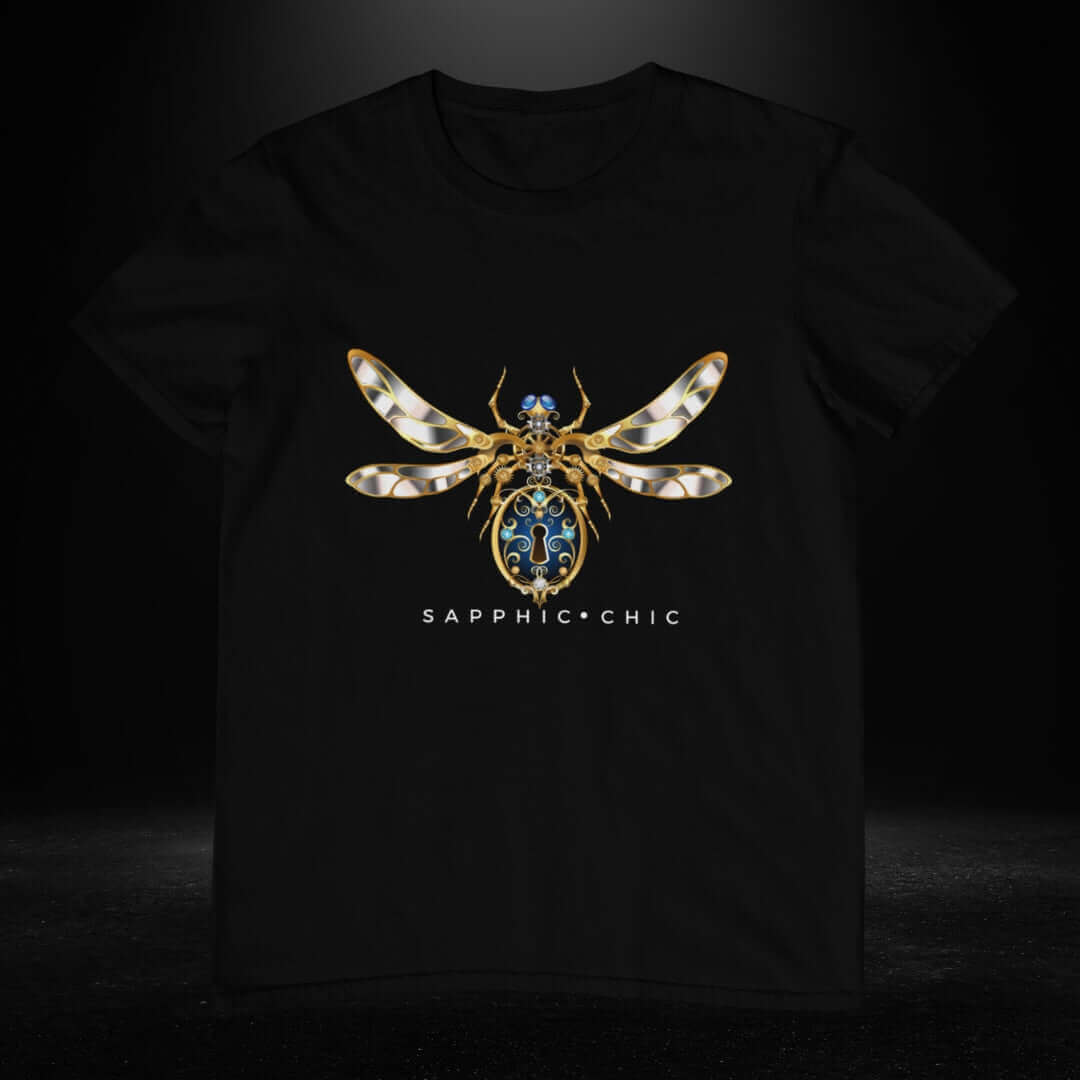 Sapphic Chic DragonfLy Black Tee - Bite Me Now
