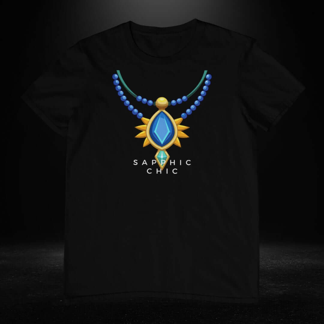 Sapphic Chic Gem Black Tee - Bite Me Now