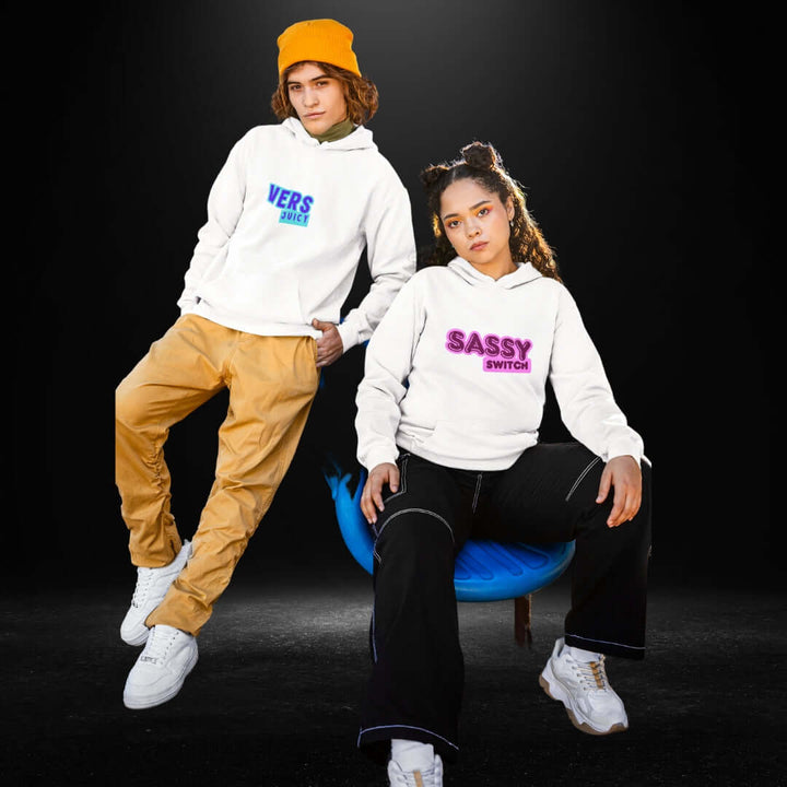 Sassy Switch + Vers Juicy White Hoodie