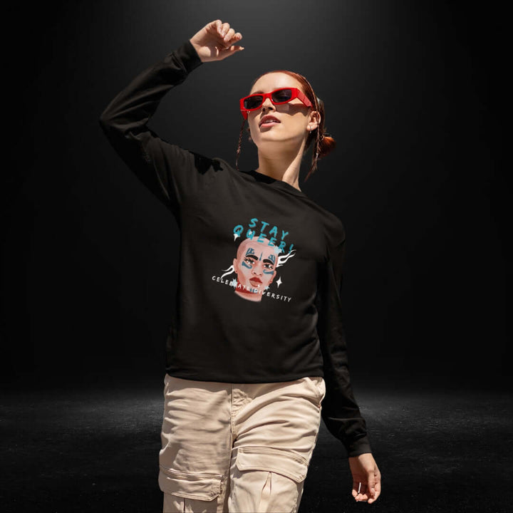 Stay Queer Celebrate Diversity Black Long Sleeve Tee