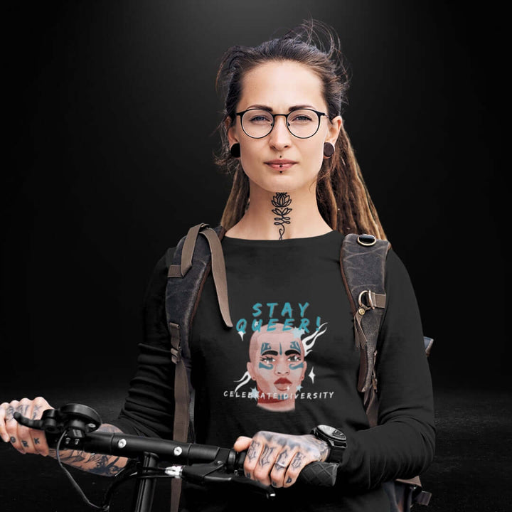 Stay Queer Celebrate Diversity Black Long Sleeve Tee