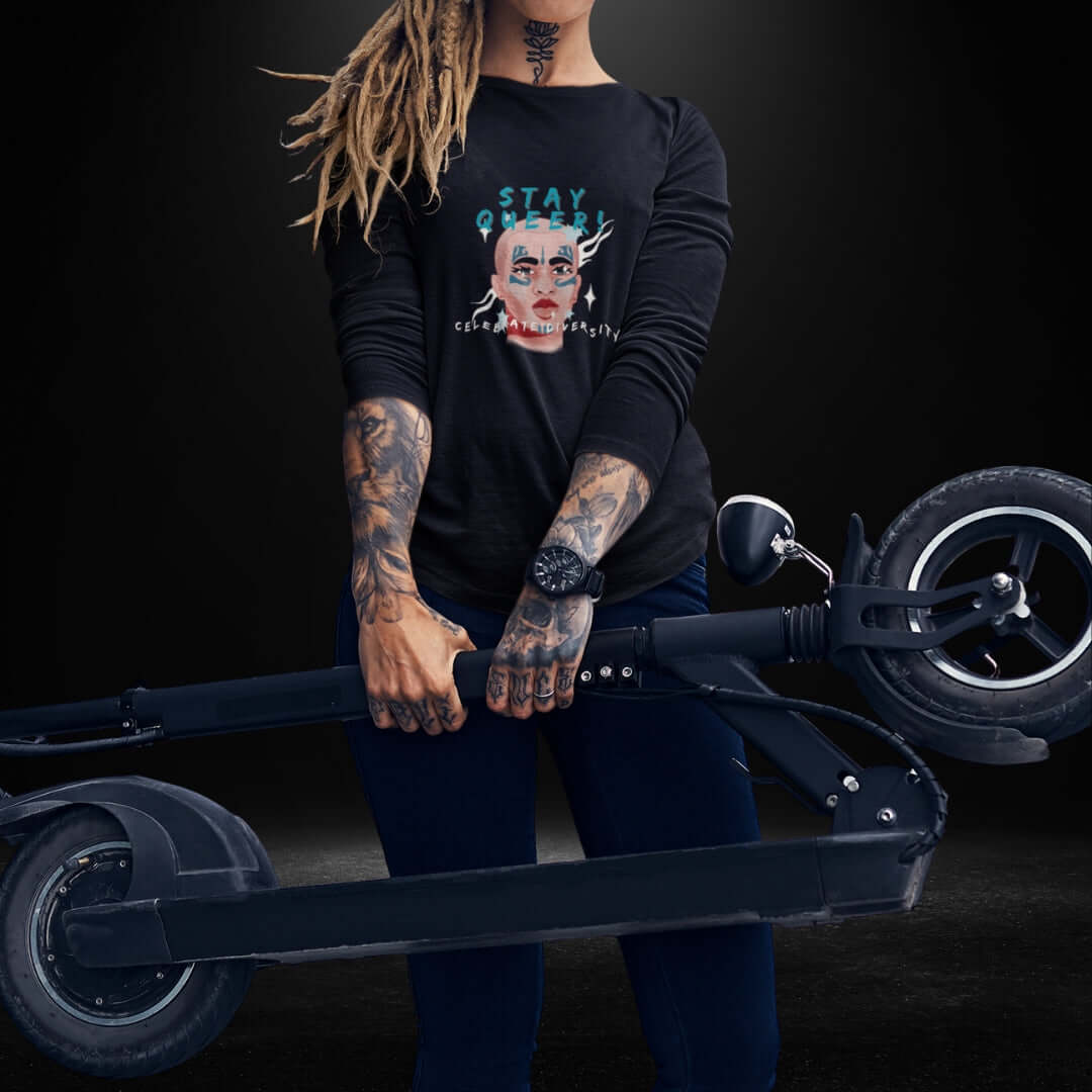 Stay Queer Celebrate Diversity Black Long Sleeve Tee
