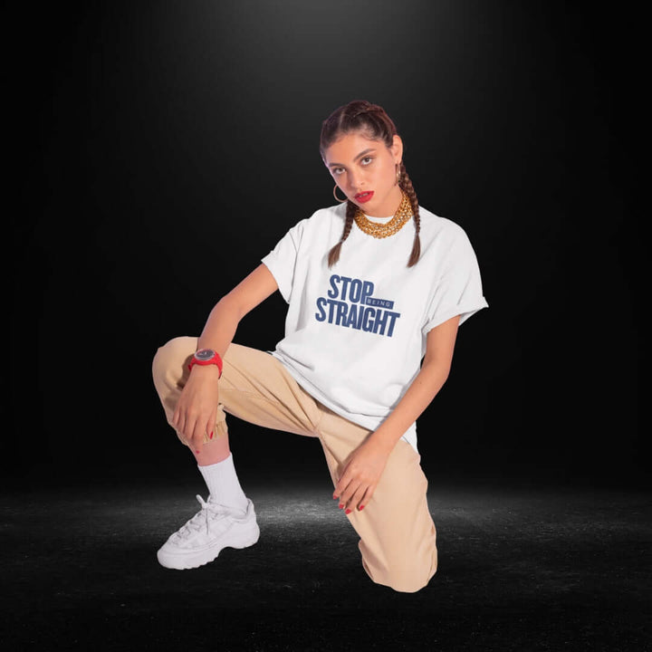 Stop Being Straight White Tee