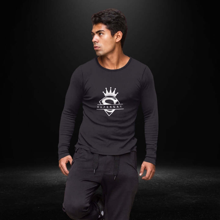 Super Gay Black Long Sleeve Tee