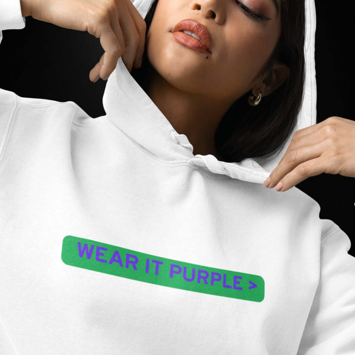 Wear It Purple White Hoodie - Bite Me Now