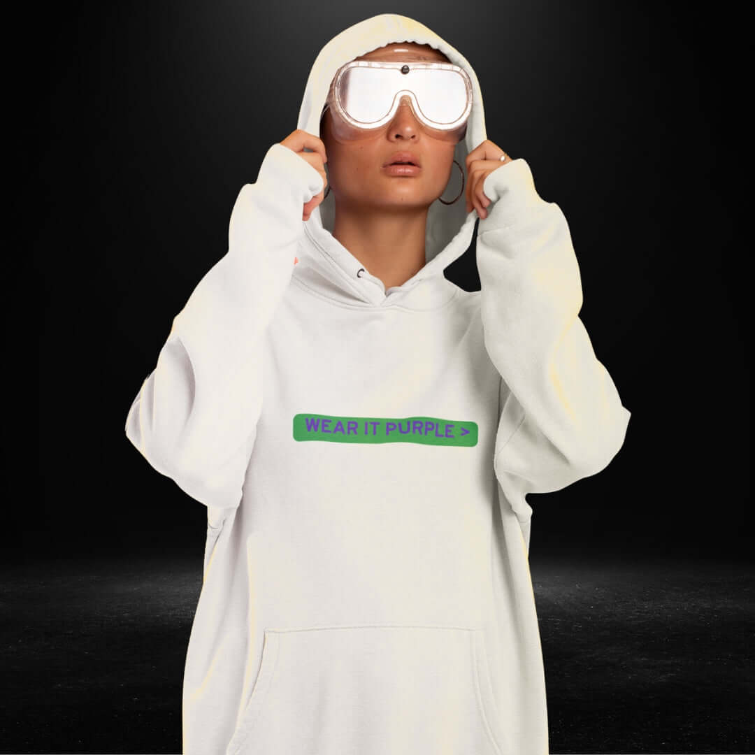 Wear It Purple White Hoodie - Bite Me Now