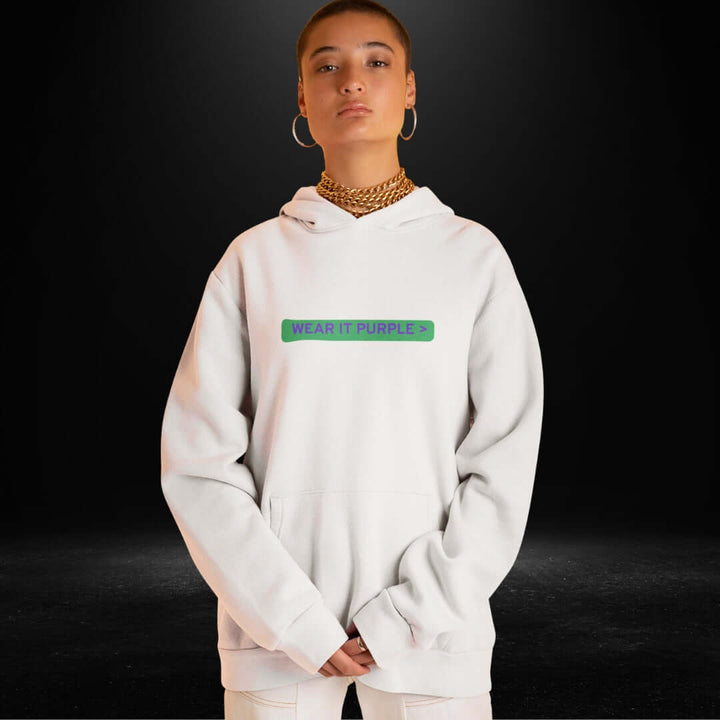 Wear It Purple White Hoodie - Bite Me Now