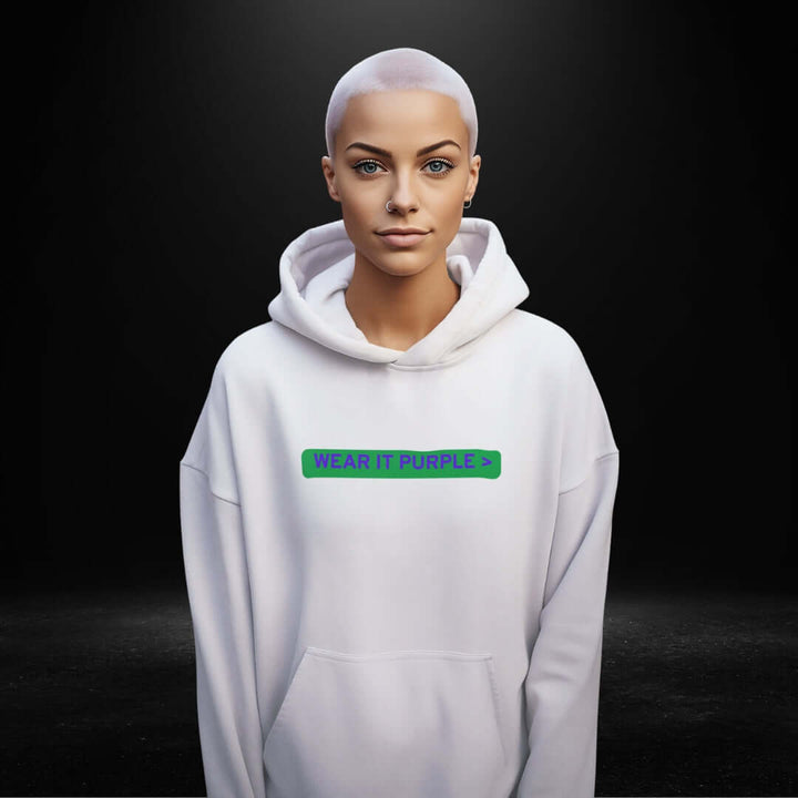 Wear It Purple White Hoodie - Bite Me Now