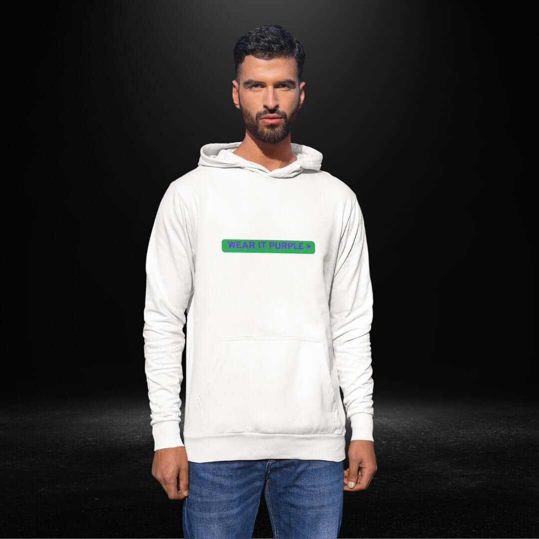 Wear It Purple White Hoodie - Bite Me Now