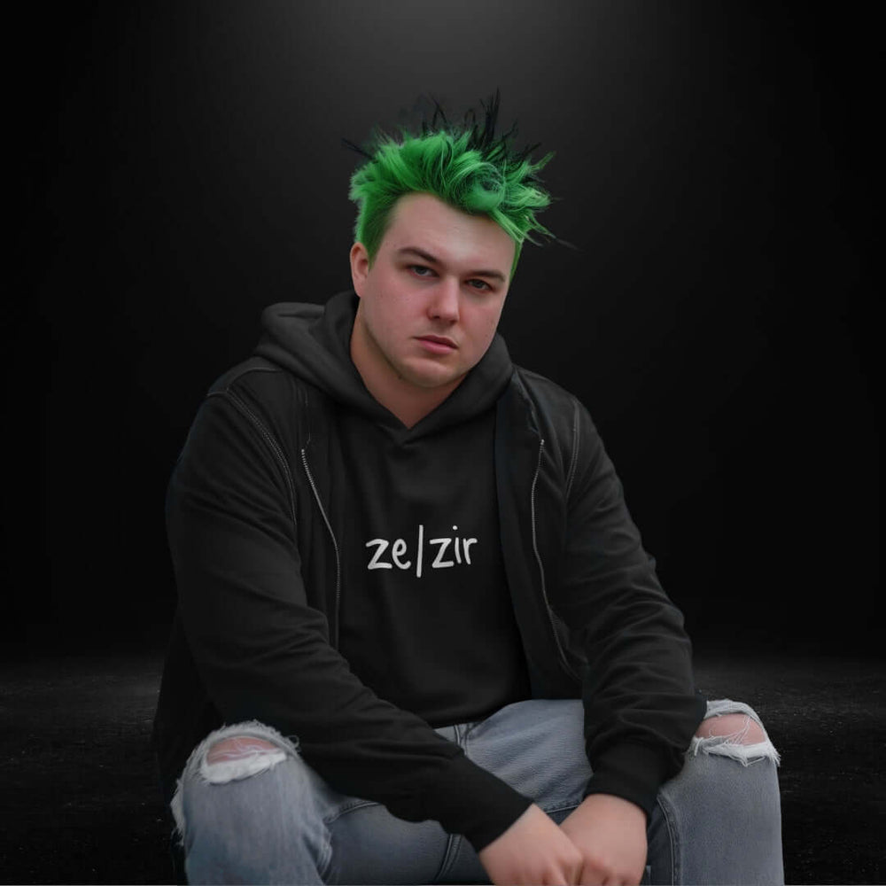 Ze / Zir Black Hoodie - Bite Me Now