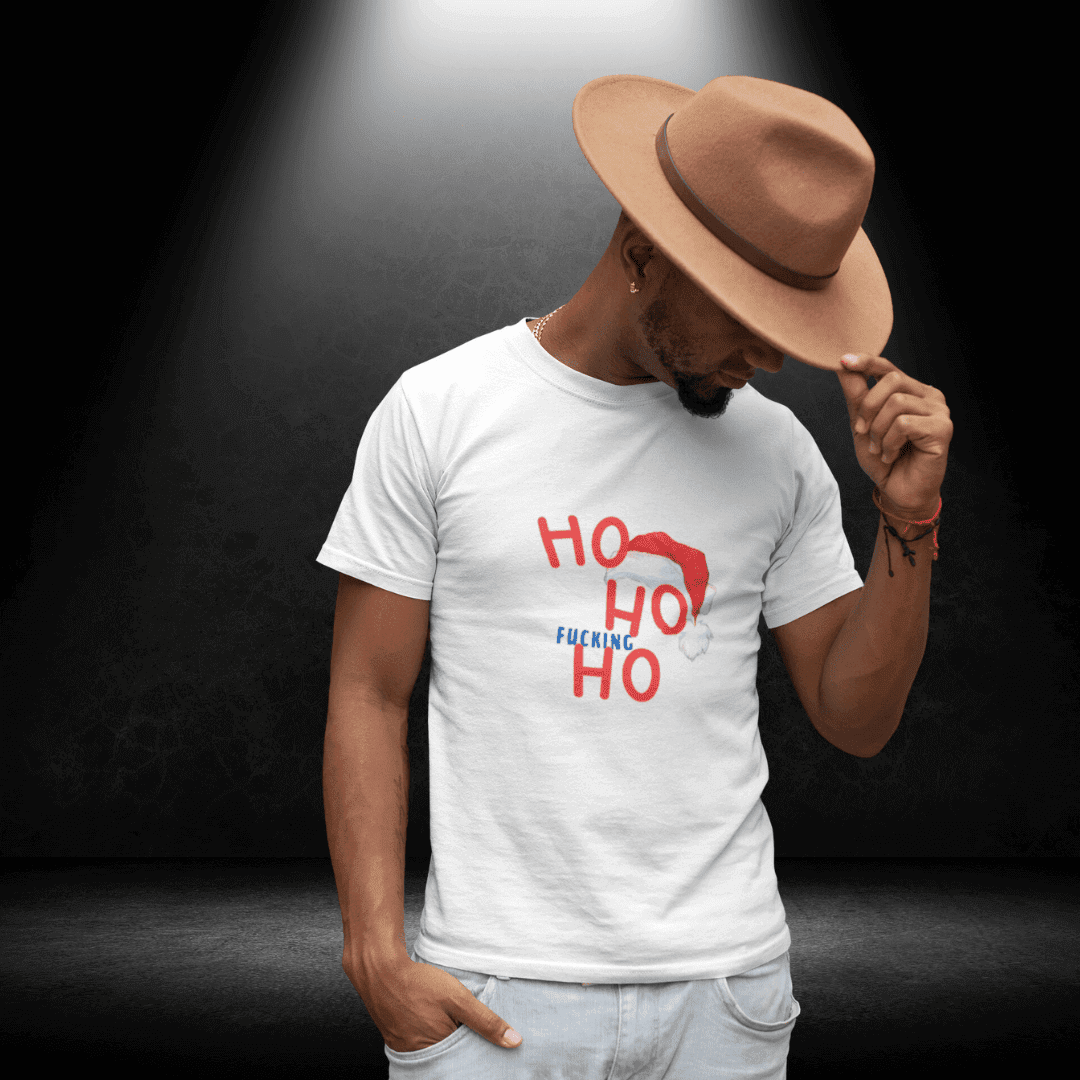 Gay Xmas - Ho Ho F**KING Ho White Tee- BiteMeNow