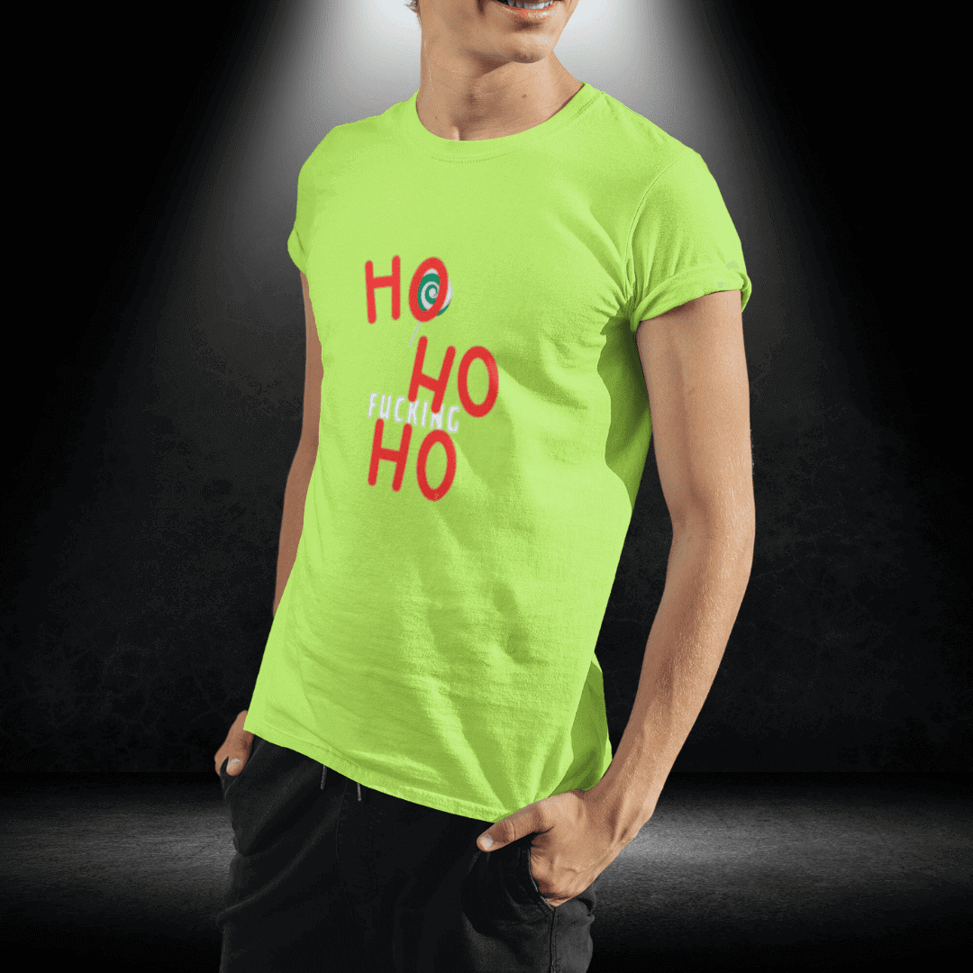 Gay Xmas - Ho Ho F**KING Ho Lime Tee - BiteMeNow