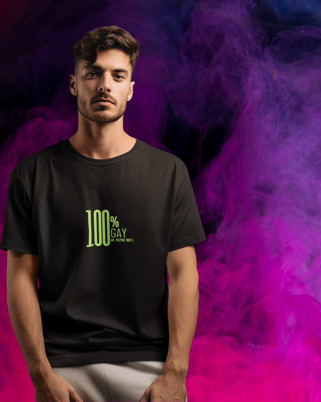 100% Gay Black Tee - Bite Me Now
